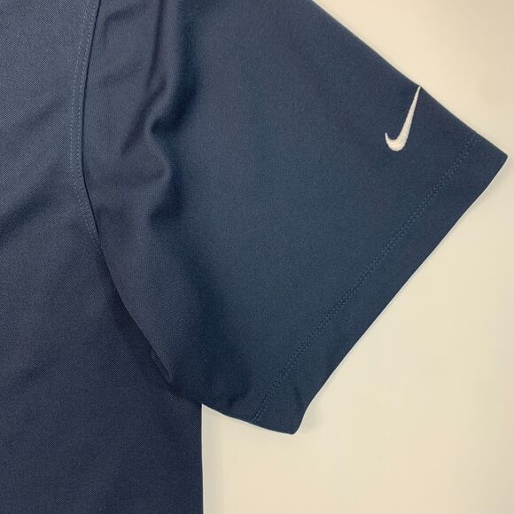 Nike Golf Polo Shirt Mens L Large Navy Blue Dri Fit Micro Pique Willmeng Logo - Picture 5 of 12